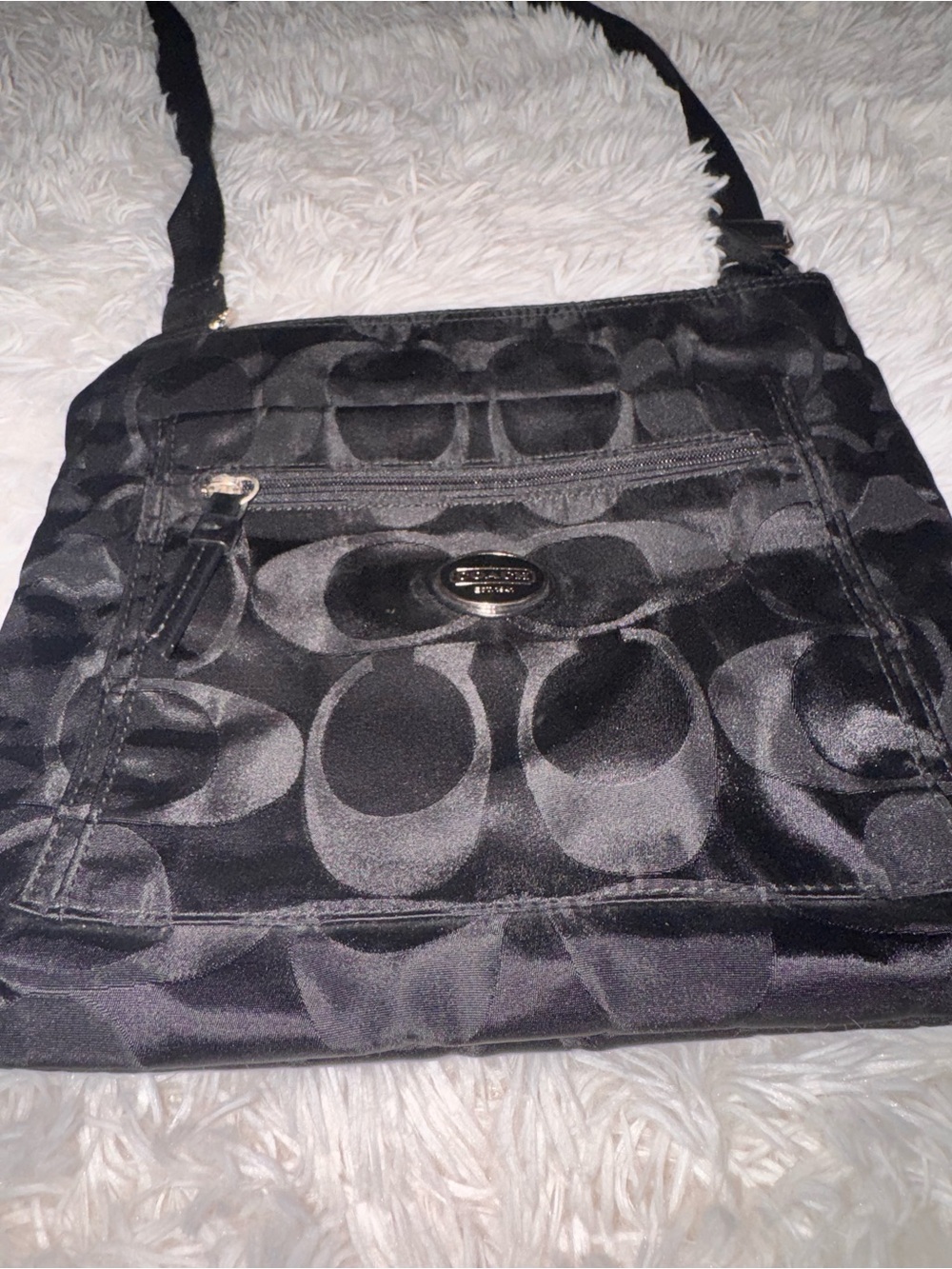 Coach Black Signature Nylon Crossbody Shoulder Bag - Picture 3 of 7